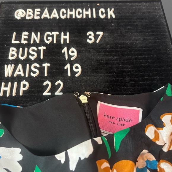 Kate Spade Meadow Shift Dress Size 12 Black Silk Blend Multicolor Floral - Picture 9 of 9